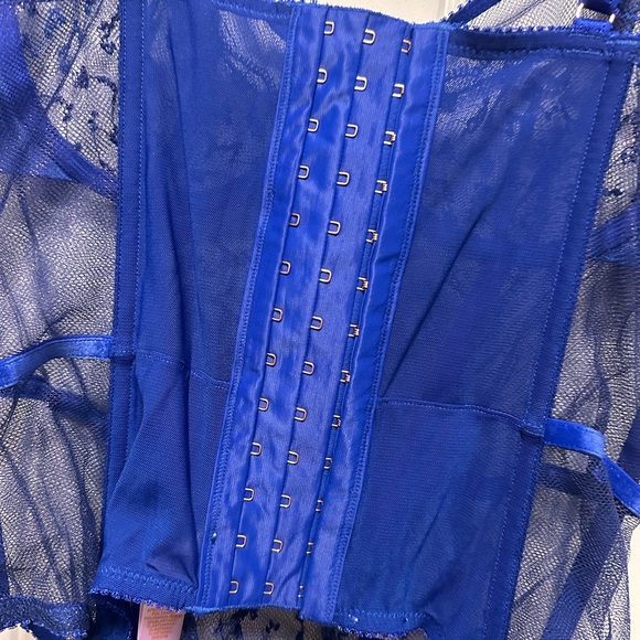 Savage X Fenty Sexy Blue Iridescent Lace Corset Size L NWT - Picture 6 of 7